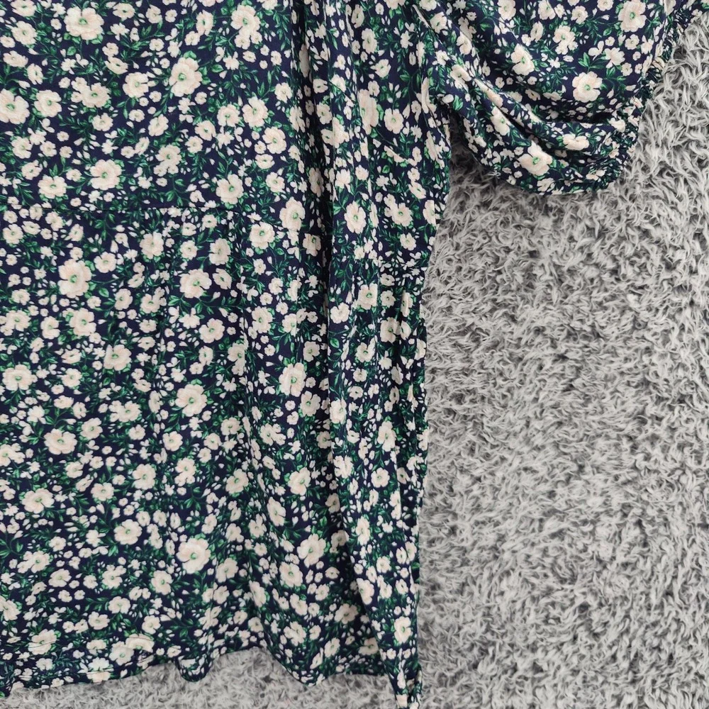 Old Navy Womens Cottagecore Babydoll Peasant Smocked Top 3X Floral Puff Sleeve